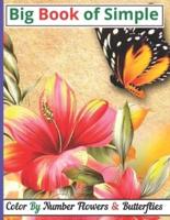 Big Book of Simple Color By Number Flowers & Butterflies: Big Coloring Book of Large Print Color By Number Flowers & Butterflies