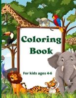 Coloring Book :  : Kids coloring pages with exotic animals, for 4-6 year olds