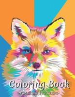 Color Animals Coloring Book: Perfectly Portable Pages, High-Quality, Easy To Take Along Everywhere Gift For Stress Relief Coloring ( Colorful-Fox Coloring Books )