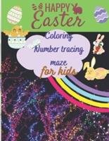 happy Easter coloring book for kids , funny Scenes: Easter basket stuffer und book for kids, 95 pages , copy,complete the picture,number tracing,