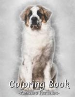 Adult Coloring Book Featuring Beautiful Flowers, Cute Farm Animals And Relaxing Country, Spring, Dinosaur, Halloween, Christmas Paperback ( StBernard-Dog-Sitting-and Coloring Books )