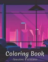 Coloring Book For Adults, Kids, Teens, Children, Boys, Beginners, Seniors, Coloring Books For Stress Relief And Relaxation, Mindful Coloring Book ( Synthwave-Neon-City Coloring Books )