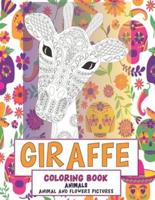 Coloring Book Animal and Flowers Pictures - Animals - Giraffe