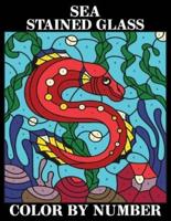 Sea stained glass Color by Number: Fantasy Ocean Wildlife Colour By Number Coloring Book Sea Creatures life Adult Mosaic Color By Number colouring Book with Sea Animals, Beach, Island, Tropical Fish, Large Print Relaxing Designs
