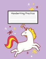 Handwriting Practice: Cursive Handwriting Workbook For Teens, Kids, Aldults With Cute, Unicorn Cover, 8.5 x 11 Inch 120 Pages