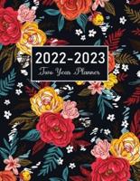 2022-2023 Two Year Planner: Red Watercolor Flower Cover, 24 Months Monthly Planner Calendar Agenda Schedule Organizer January 2022 to December 2023 Birthday & Event, Notes With Holidays