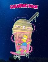 Coloring Book: The Simpsons Bart Simpsons Kwik-E-Mart Squishee, Children Coloring Book, 100 Pages to Color