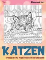 Stressabbau Malbücher für Erwachsene - Blumen und Tiere - Tiere - Katzen