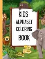 Kids Alphabet Coloring Book: 8.5×11,26 pages Funny Animals.