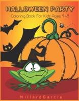Halloween Party Coloring Book For Kids Ages 4-8