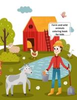 Farm and Wild Animals Coloring Book for Kids.
