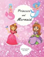 Princess and Mermaid Coloring Book For Girls Ages 3-9