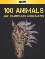 100 Animals Adult Coloring Book Stress Relieving