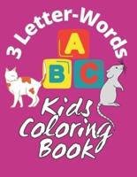 3 Letter-Words Kids Coloring Book