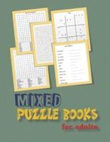 Mixed puzzle books for adults: word search, sudoku hard ,Number searches , scramble,and mazes 8,5"x11" 106 pages