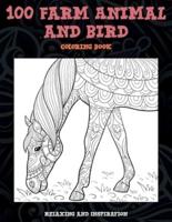 100 Farm Animal and Bird - Coloring Book - Relaxing and Inspiration