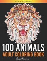100 Animals Adult Coloring Book