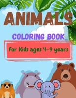 Animals Coloring Book For Kids Ages 4-9 Years