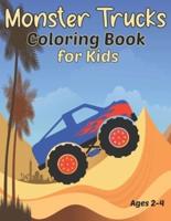 Monster Trucks Coloring Book for Kids Ages 2-4