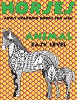 Adult Coloring Books for Men Easy Level - Animal - Horses
