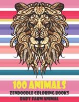 Zendoodle Coloring Books Baby Farm Animal - 100 Animals