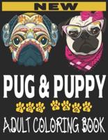 New Pug and Puppy Adult Coloring Book