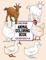 Hand Drawn Animal Coloring Book For Kids Ages 4-8