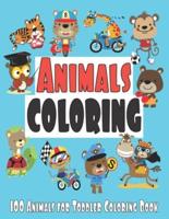 100 Animals for Toddler Coloring Book