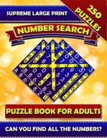 Supreme Large Print Number Search Puzzle Book For Adults