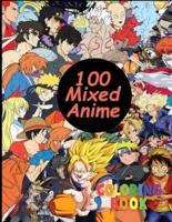 100 Mixed Anime Coloring Book