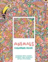 Animals - Coloring Book - Designs With Henna, Paisley and Mandala Style Patterns