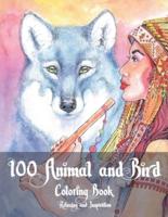 100 Animal and Bird - Coloring Book - Relaxing and Inspiration