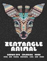 Zentangle Animal - Grown-Ups Coloring Book - Deer, Red Panda, Squirrel, Lion, and More