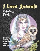 I Love Animals - Coloring Book - Donkey, Lemur, Chameleon, Lynx, and More