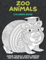 Zoo Animals - Coloring Book - Unique Mandala Animal Designs and Stress Relieving Patterns