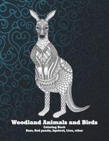 Woodland Animals and Birds - Coloring Book - Deer, Red Panda, Squirrel, Lion, Other