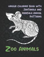 Zoo Animals - Unique Coloring Book With Zentangle and Mandala Animal Patterns