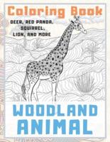 Woodland Animal - Coloring Book - Deer, Red Panda, Squirrel, Lion, and More