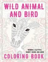 Wild Animal and Bird - Coloring Book - Wombat, Platypus, Bunny, Shark, and More