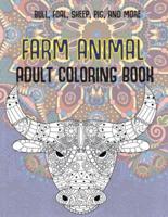 Farm Animal - Adult Coloring Book - Bull, Foal, Sheep, Pig, and More