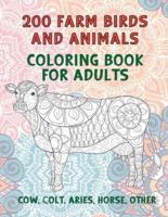 200 Farm Birds and Animals - Coloring Book for Adults - Cow, Сolt, Aries, Horse, Other
