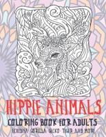 Hippie Animals - Coloring Book for Adults - Echidna, Gorilla, Gecko, Tiger, and More