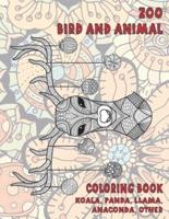 Zoo Bird and Animal - Coloring Book - Koala, Panda, Llama, Anaconda, Other