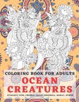 Ocean Creatures - Coloring Book for Adults - Stingray Fish, Chinese Carps, Seashell, Moray, Other