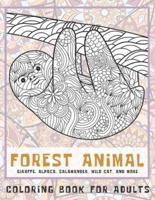 Forest Animal - Coloring Book for Adults - Giraffe, Alpaca, Salamander, Wild Cat, and More