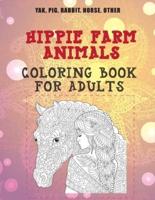 Hippie Farm Animals - Coloring Book for Adults - Yak, Pig, Rabbit, Horse, Other
