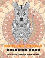 Woodland Animals - Coloring Book - Giraffe, Alpaca, Salamander, Wild Cat, and More