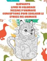 Livre De Coloriage - Conceptions Pour Soulager Le Stress Des Animaux - Dessins D'animaux - Éléphants