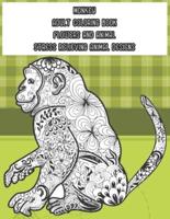 Adult Coloring Book Flowers and Animal - Stress Relieving Animal Designs - Monkey