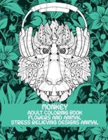 Adult Coloring Book Flowers and Animal - Stress Relieving Designs Animal - Monkey